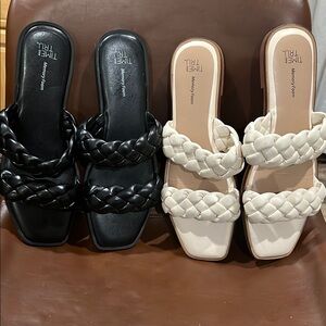 Time and Tru Black and Cream Braided Sandals bundle . women size 9